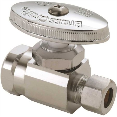 BRASSCRAFT 1/2 in. FIP Inlet x 3/8 in. O.D. Compression Outlet Multi-Turn Straight Valve in Chrome OR12X C